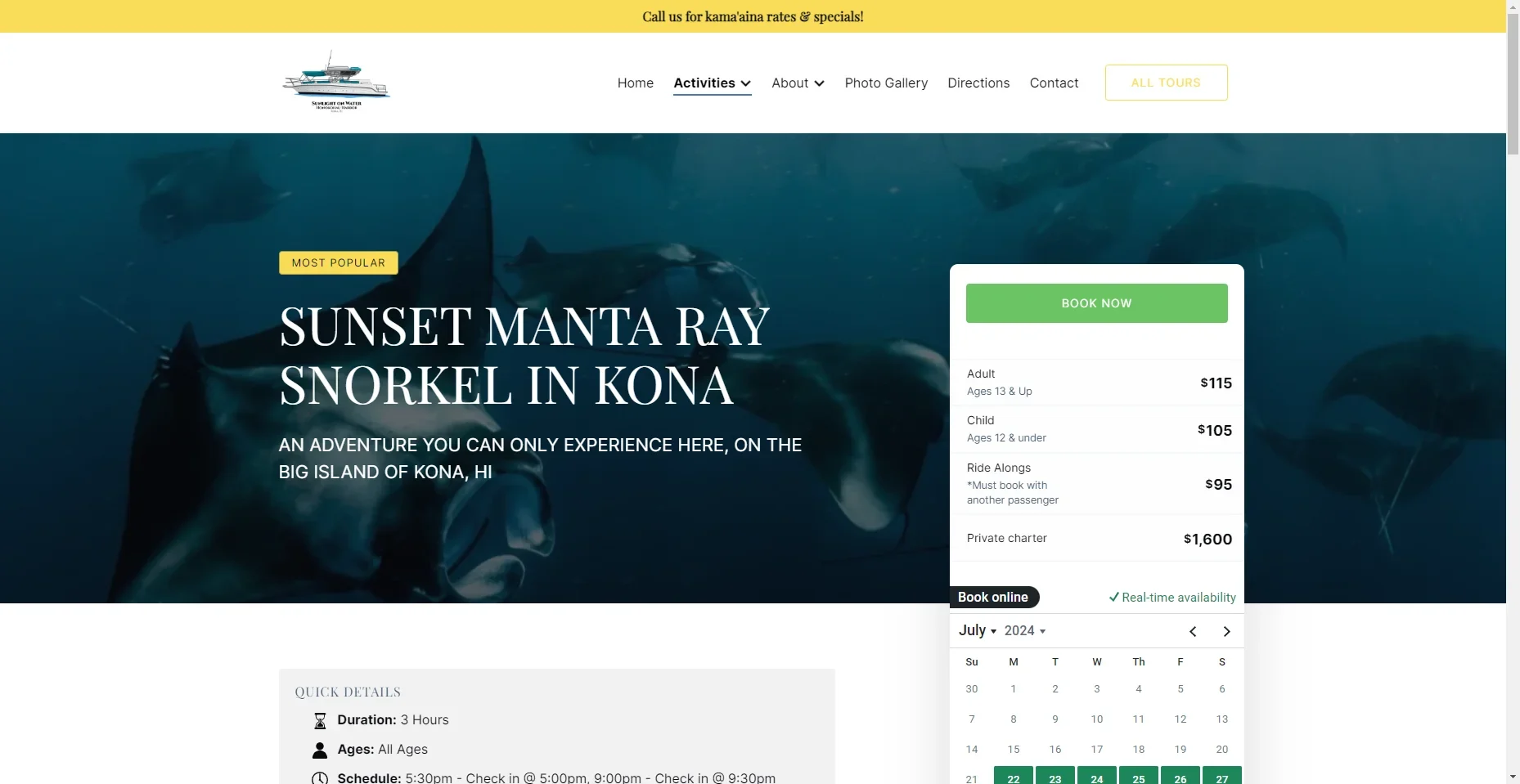 Sunlight on Water – Manta Ray Tour in Hawaiʻi
