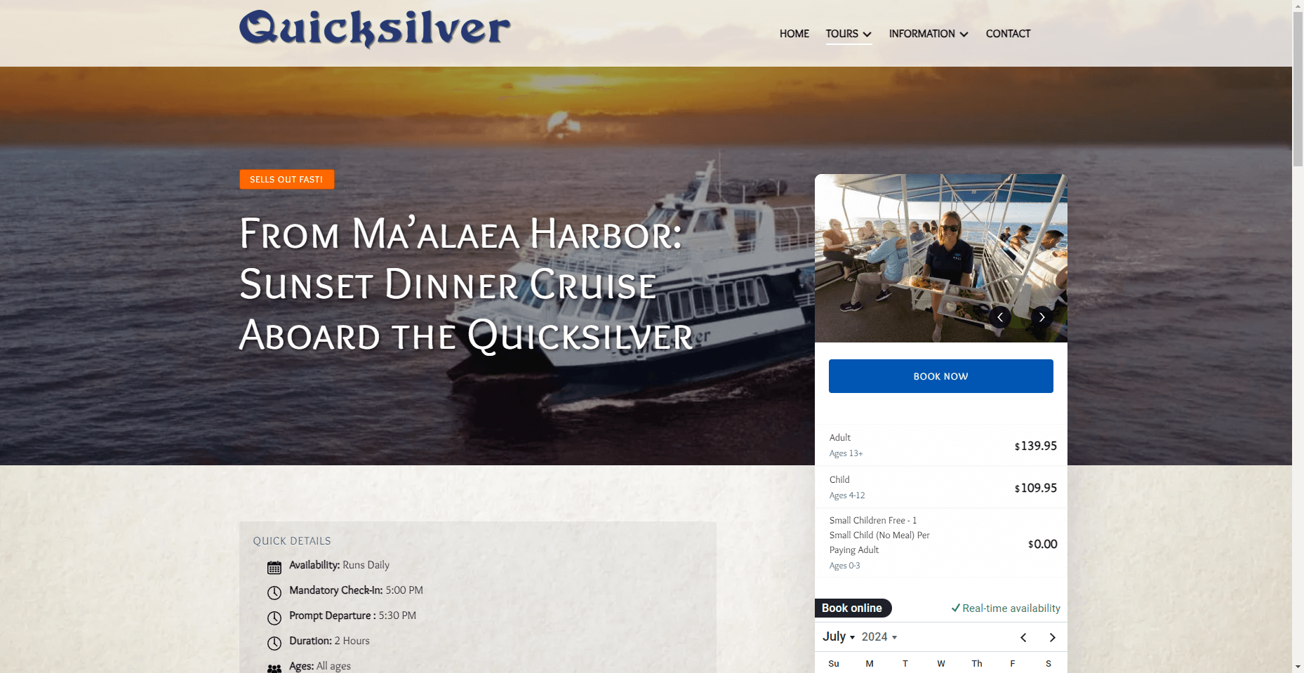 Quicksilver Sunset Dinner Cruise in Hawaiʻi