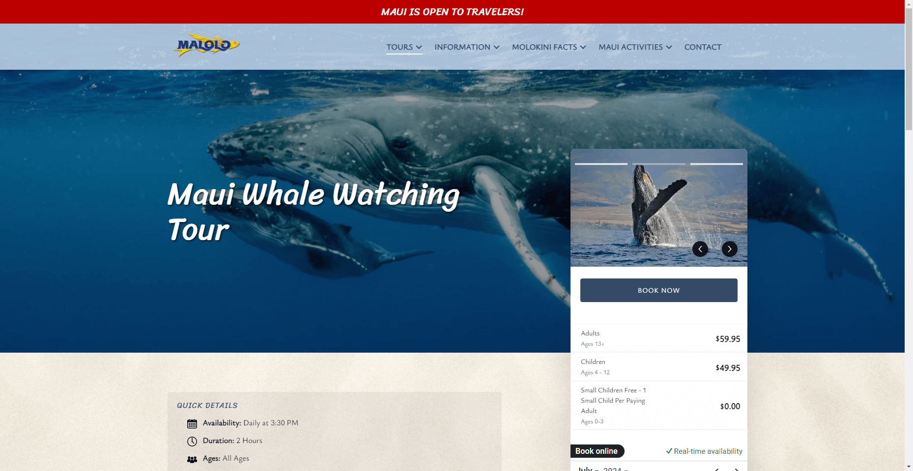 Malolo Whale Watch in Hawaiʻi