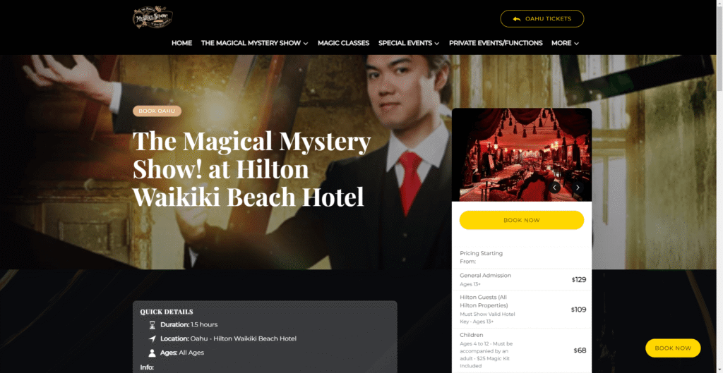 The Hotel Magic and Dinner Show – at the Hilton Waikiki in Hawaiʻi