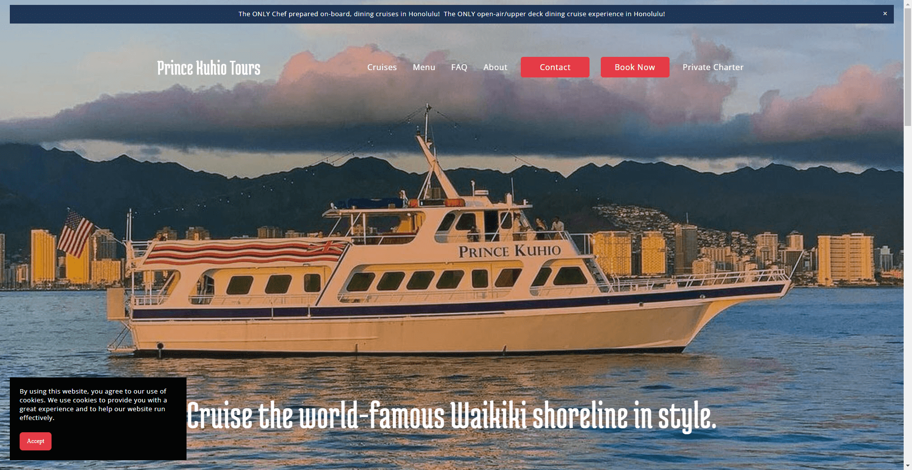 Prince Kuhio Dinner and Sunset Fireworks Cruise in Hawaiʻi