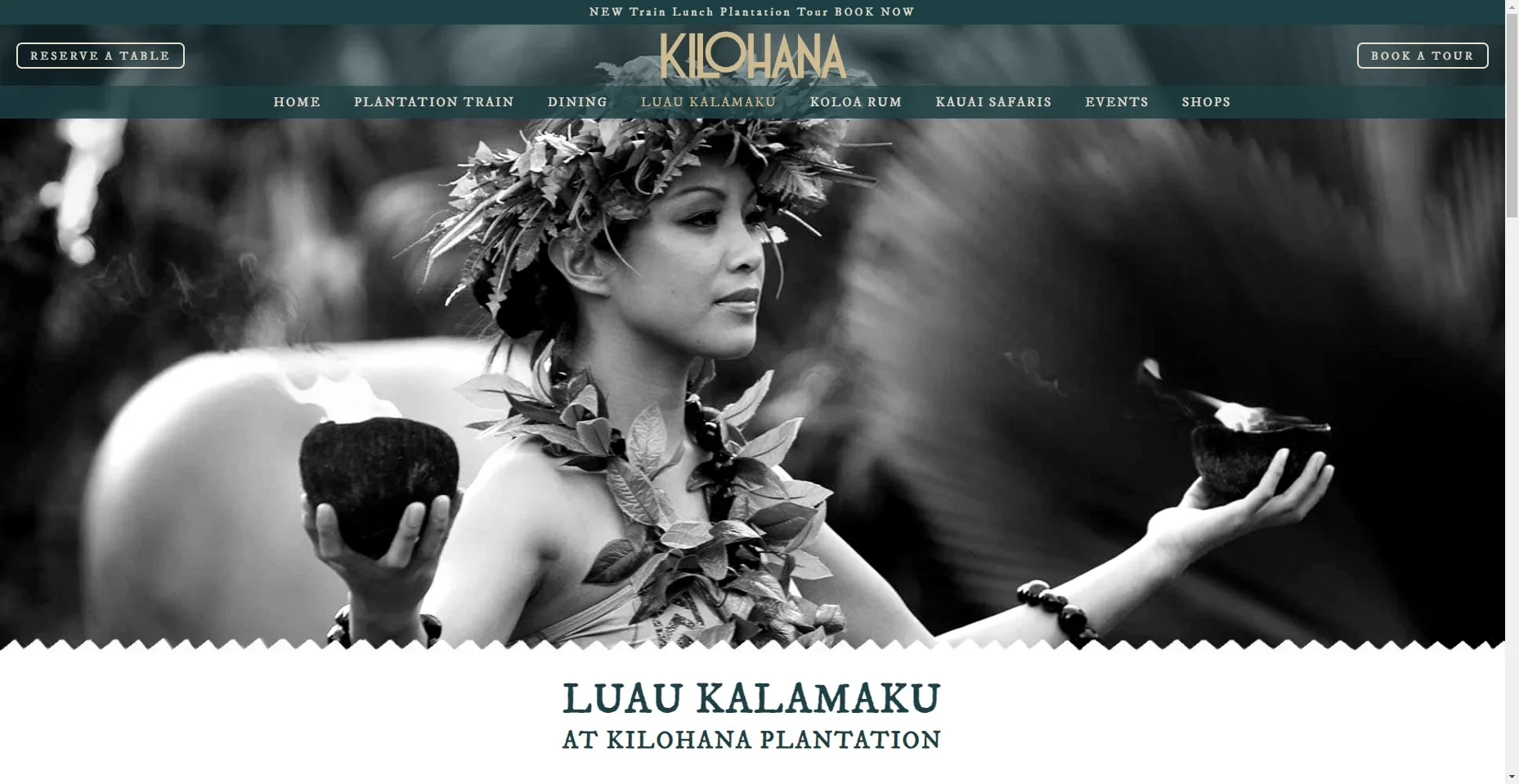 Luau Kalamaku at the historic Kilohana Plantation in Hawaiʻi