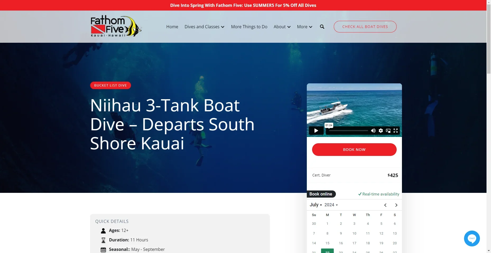 Fathom Five Divers 3 Tank Boat Dive to Niihau in Hawaiʻi