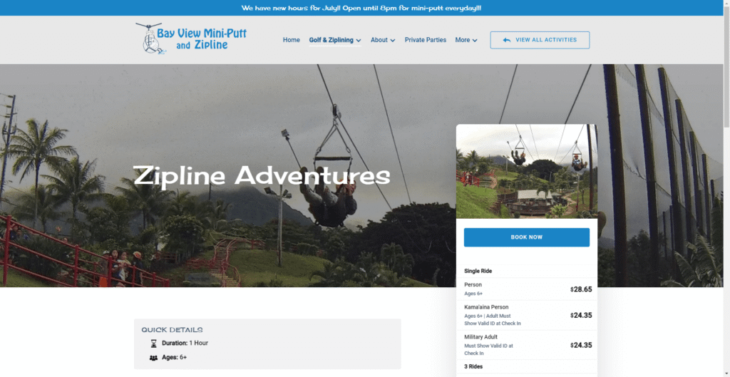 Bay View Zipline in Hawaiʻi