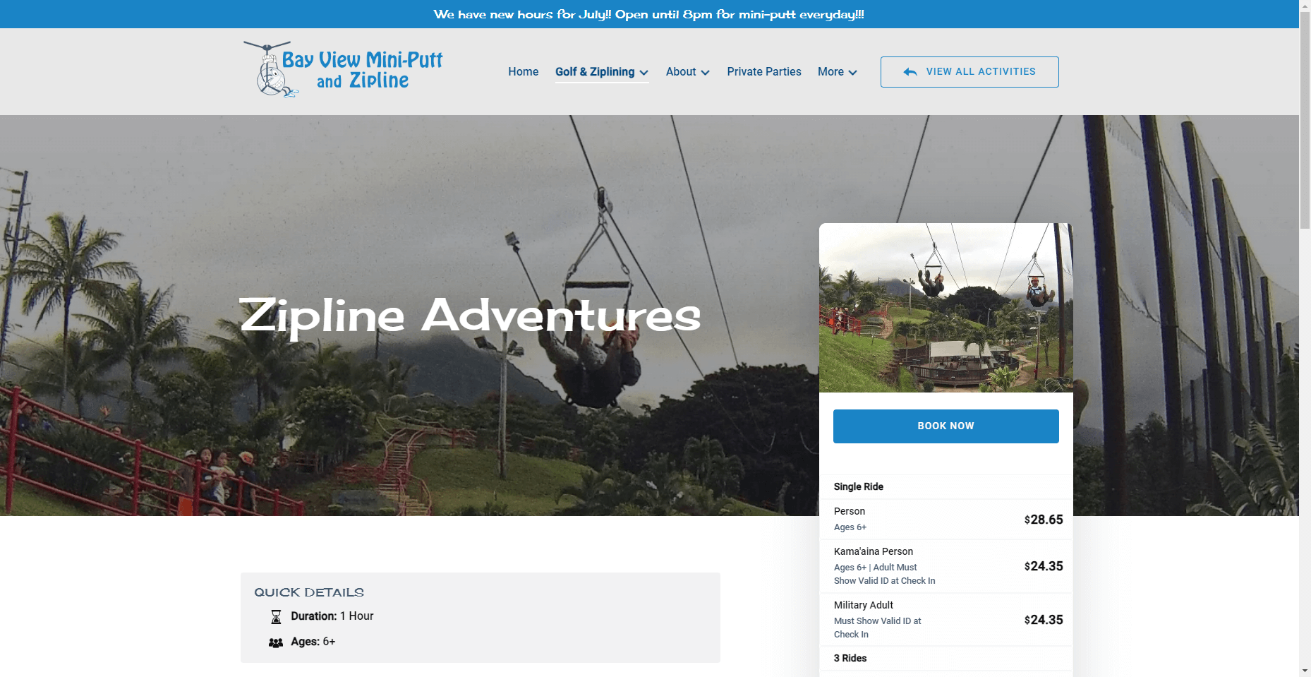 Bay View Zipline in Hawaiʻi